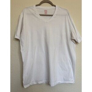 Brooks Brothers Supima Cotton V Neck T Shirt Mens XL White Short Sleeve Classic